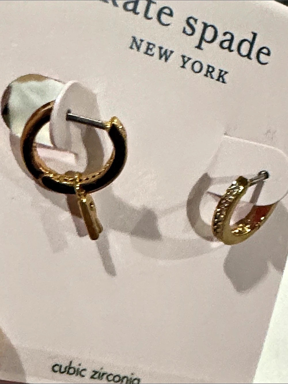 Kate Spade New York Tiny Twinkles Initial Huggie Earrings Gold NWT “R”